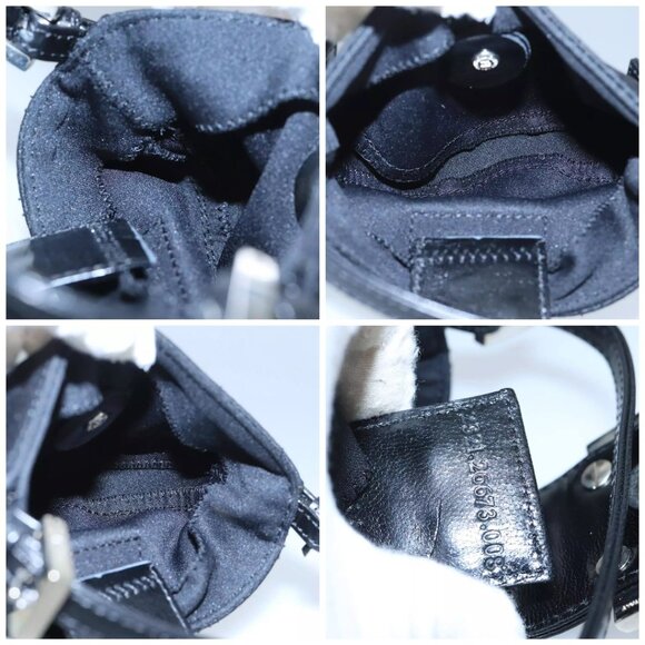 FENDI Mini Croissant Hand Bag Nylon Black Silver Auth - Picture 15 of 15